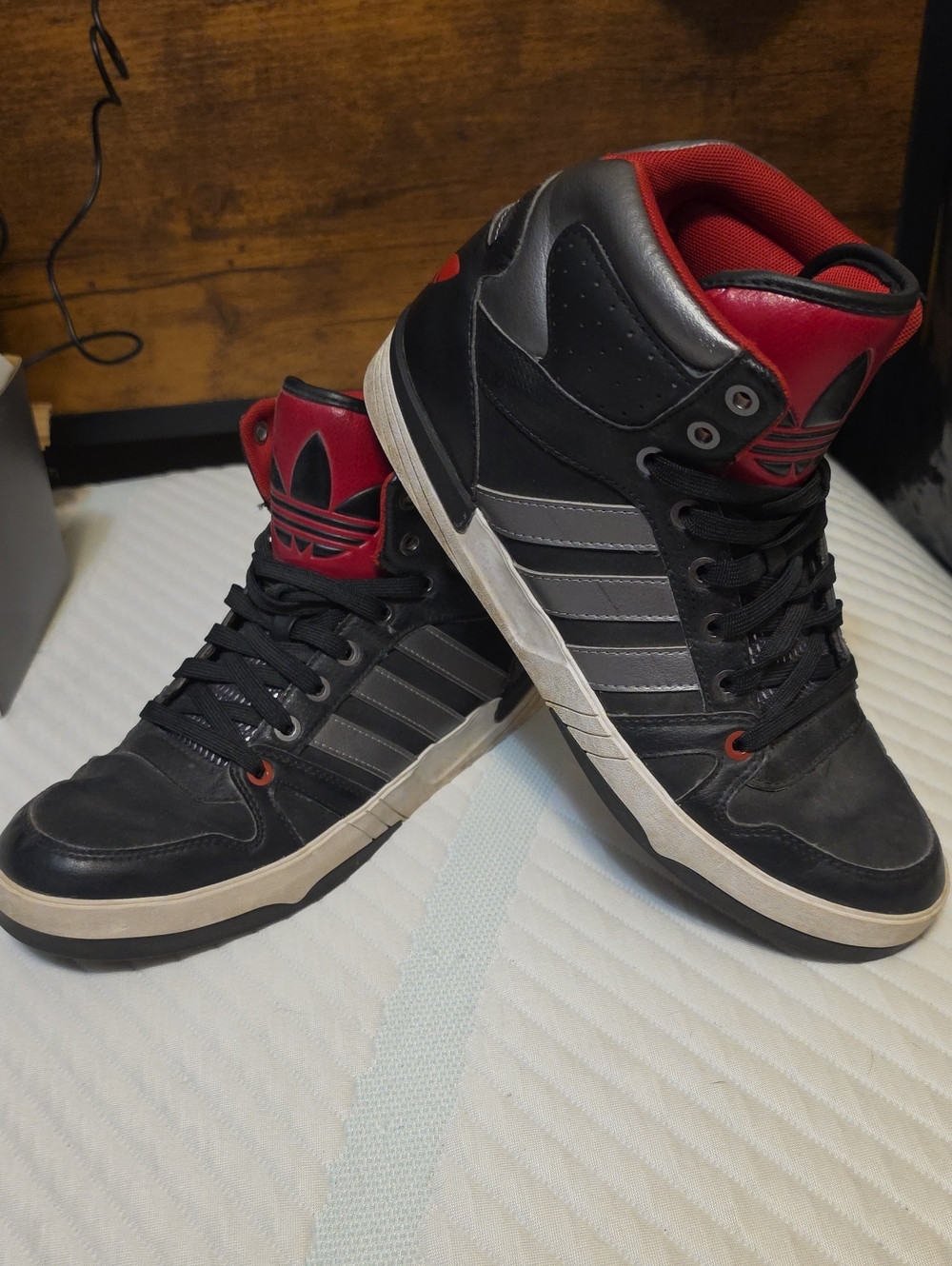 adidas Attitude Black and Red High-Top Sneakers Size 9